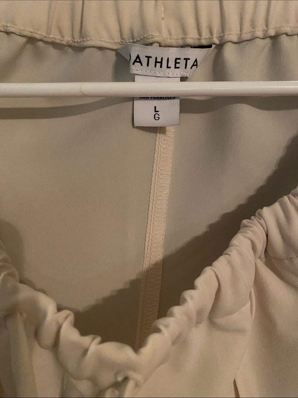 Athleta Cream Wide Leg Joggers with Blue Side Stripes - Picture 3 of 3